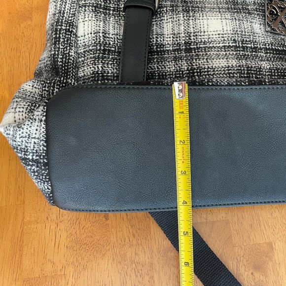 Christian Lacroix black/white plaid wool backpack purse - Picture 7 of 10